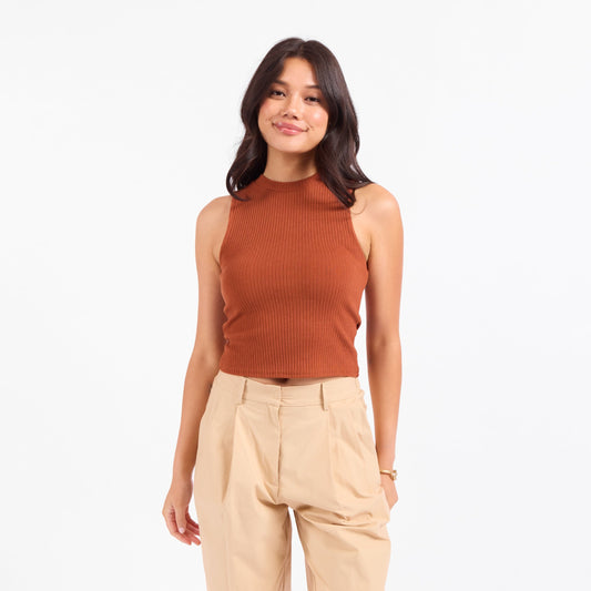 Soft Cedar Ruched Knit Tank