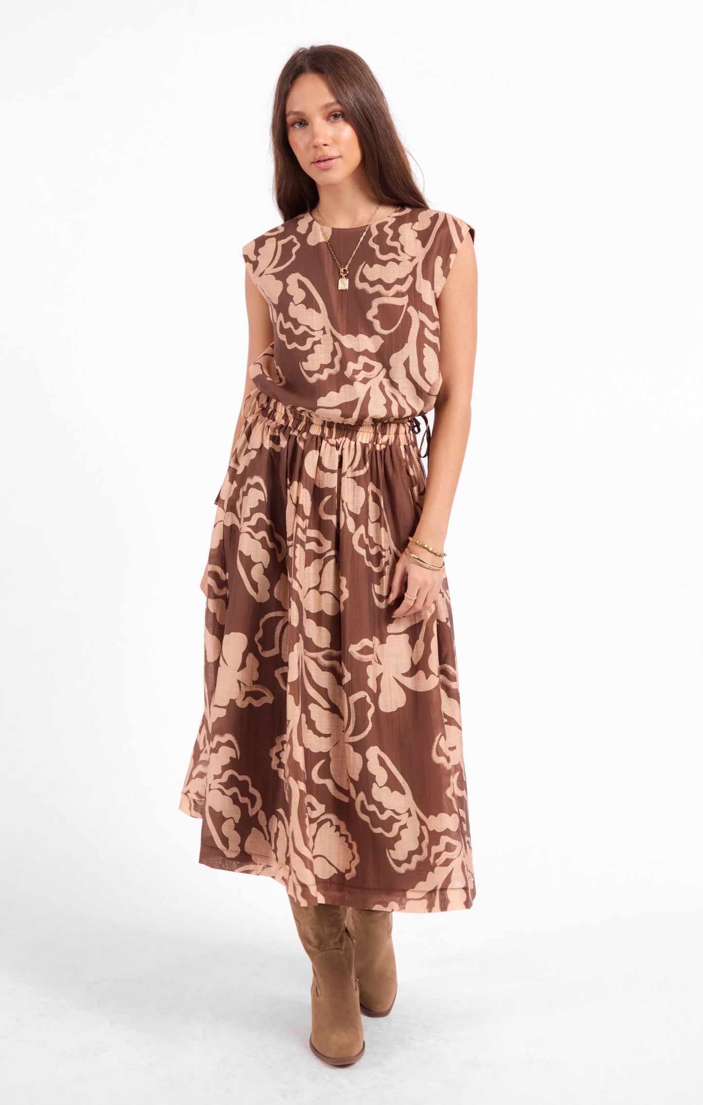 Rustic Charm Midi Skirt
