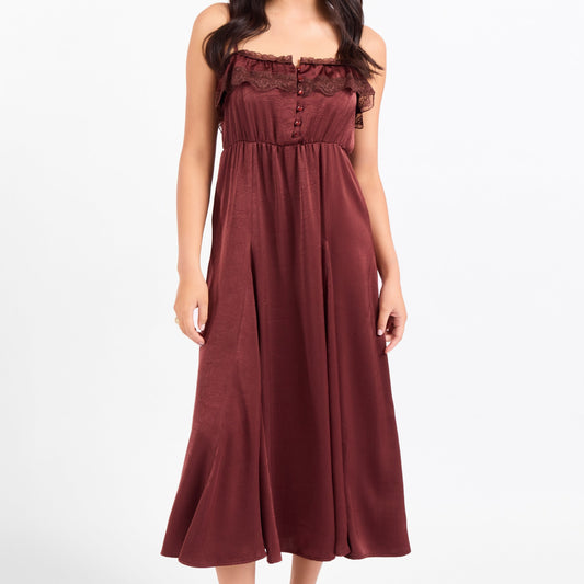 Ceremony Lace Trim Midi Dress