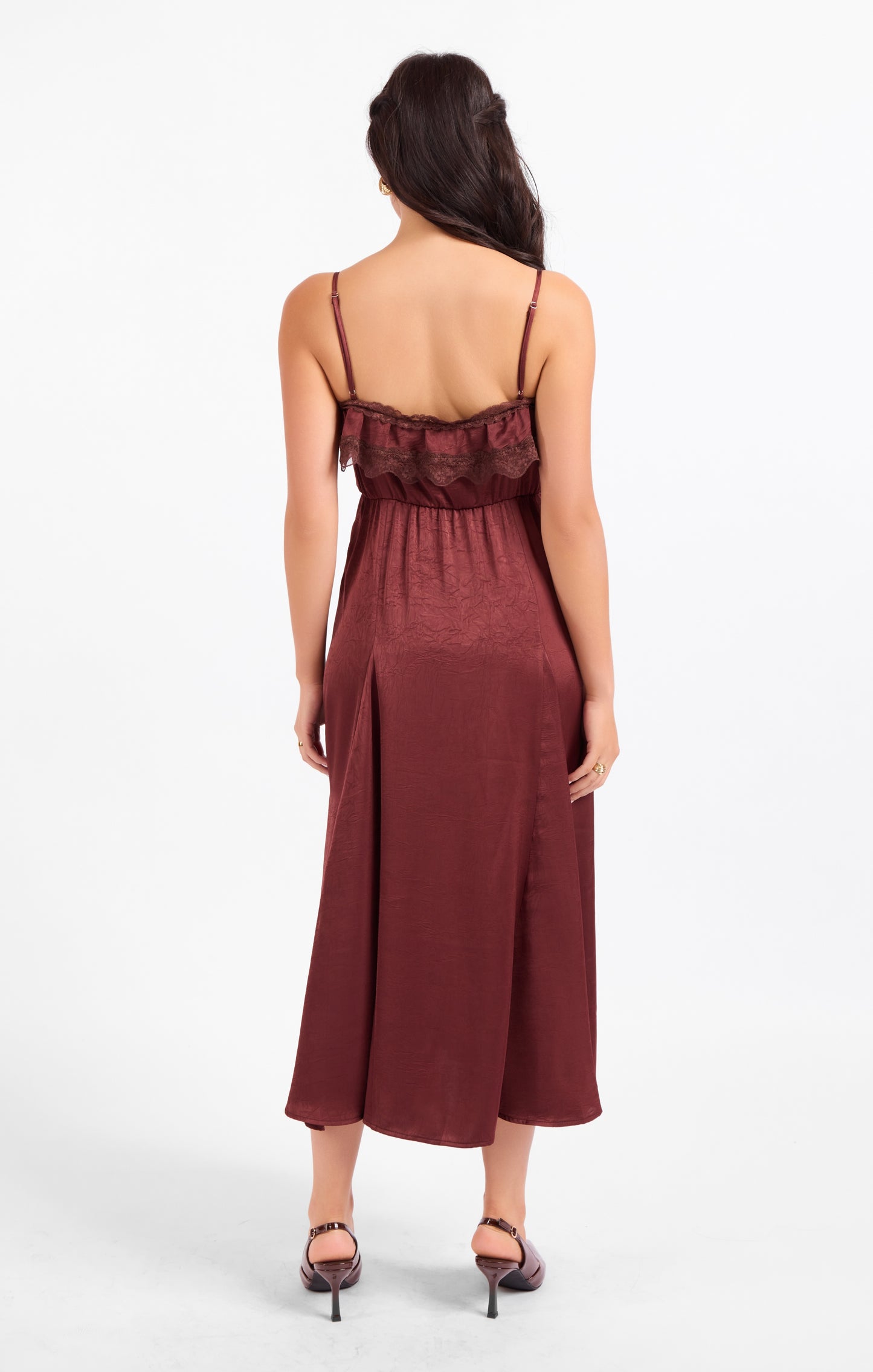 Ceremony Lace Trim Midi Dress