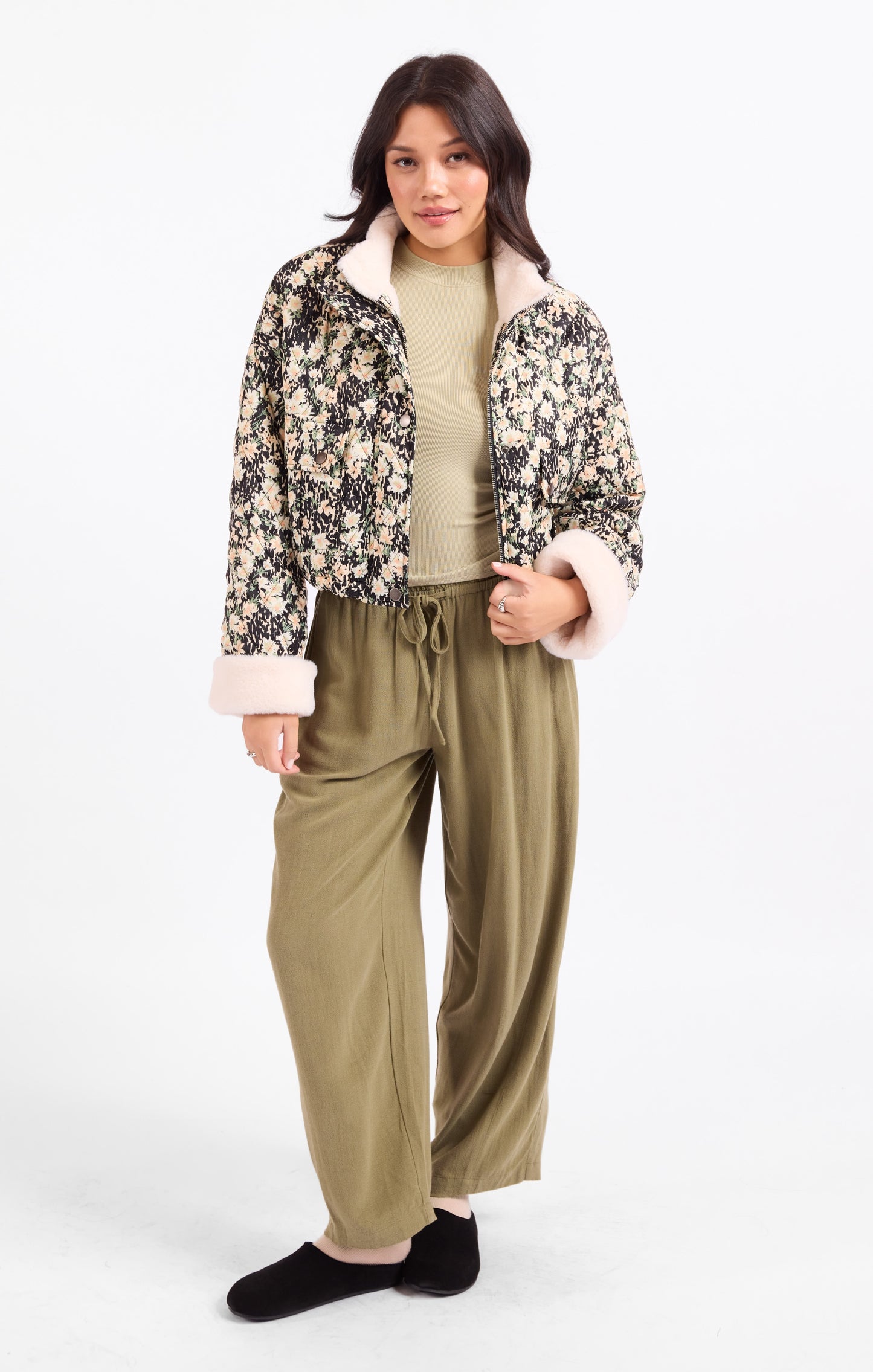 Painted Fields Quilted Sherpa Lined Jacket