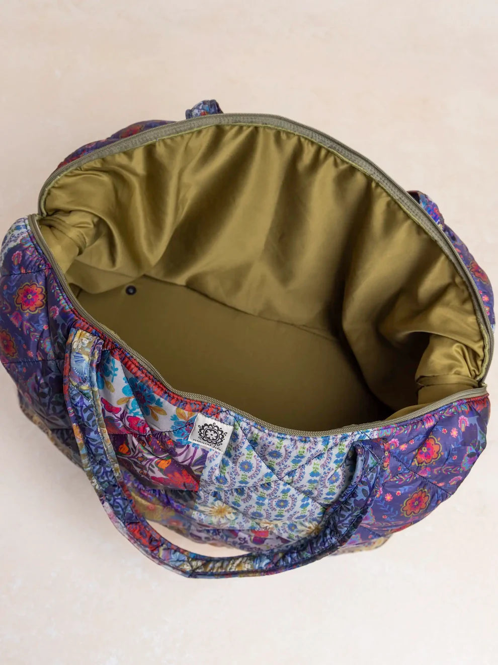 Puffy Weekender Bag - Blue Patchwork
