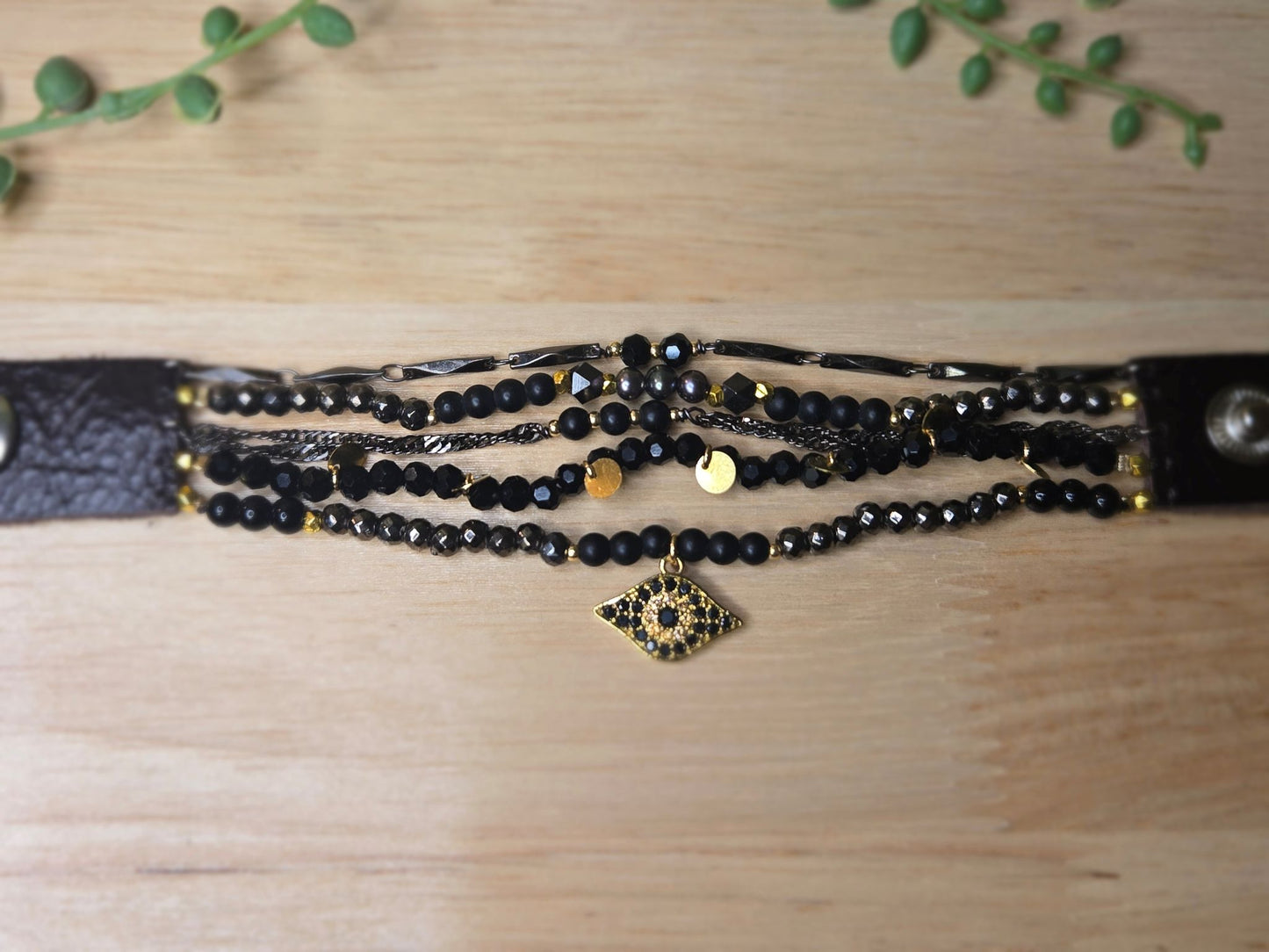 Gold + Black Eye Five-Strand Bracelet