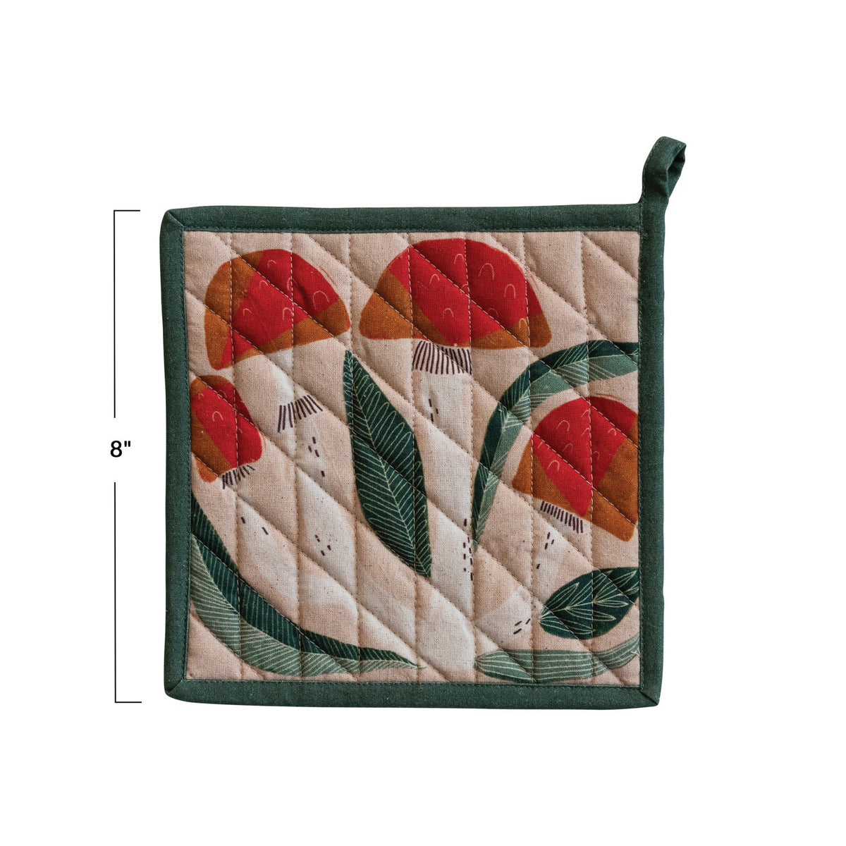 Quilted Cotton Pot Holder | Mushrooms