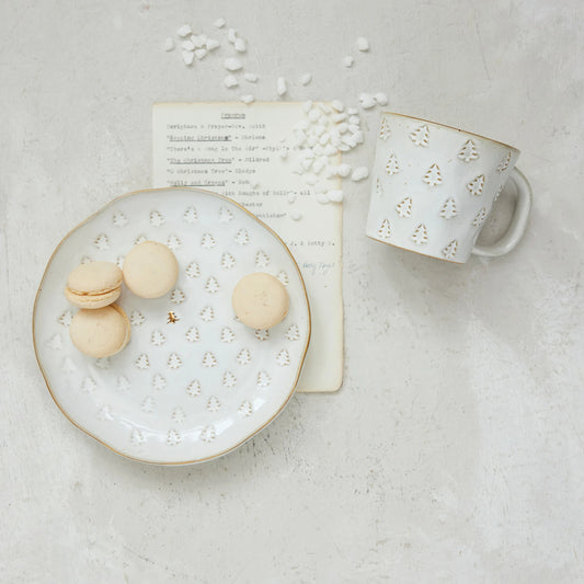 Debossed Stoneware Plate & Gold Electroplating