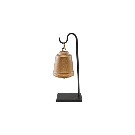 Metal Bell with Stand, Antique Gold Finish & Black